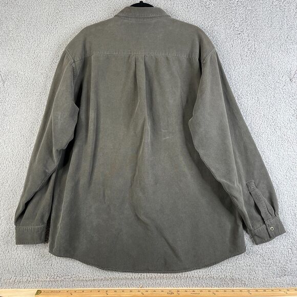 Vintage LL Bean Shirt Jacket Mens XLT Green Corduroy Button Shacket Flap Pockets - Picture 5 of 7